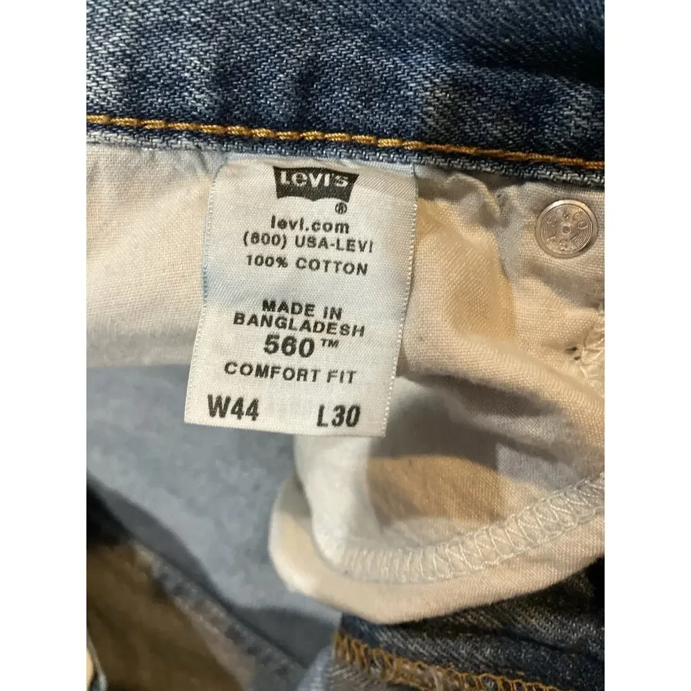 Levi's 560 Mens 44x30 (Fits 42x29) Comfort Fit Medium Wash 100% Cotton Jeans Y2K